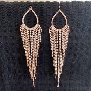 ✨SPARKLY✨Rose Gold Rhinestone Fringe Earrings